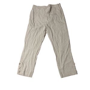 Beautiful J Jill Linen Blend Stretch Pants Womens Beige  Button Cropped Pants Wo